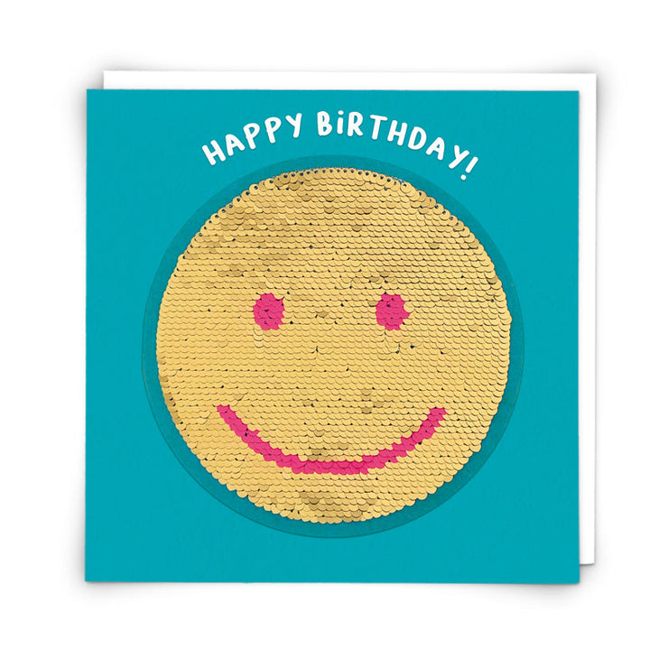 Smiley Face Sequin Birthday Card