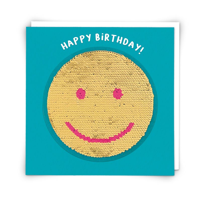 Smiley Face Sequin Birthday Card