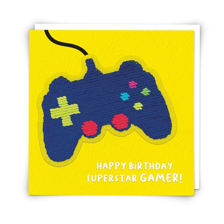 Game Controller Sequin Birthday Card