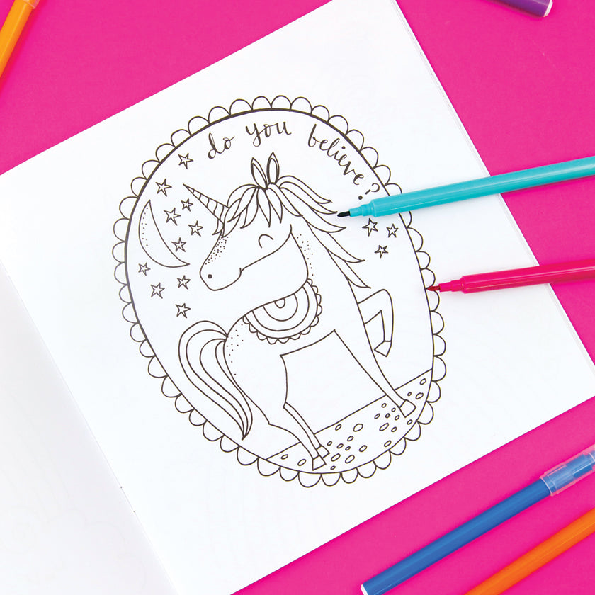 Unicorns and Rainbows Colouring Book