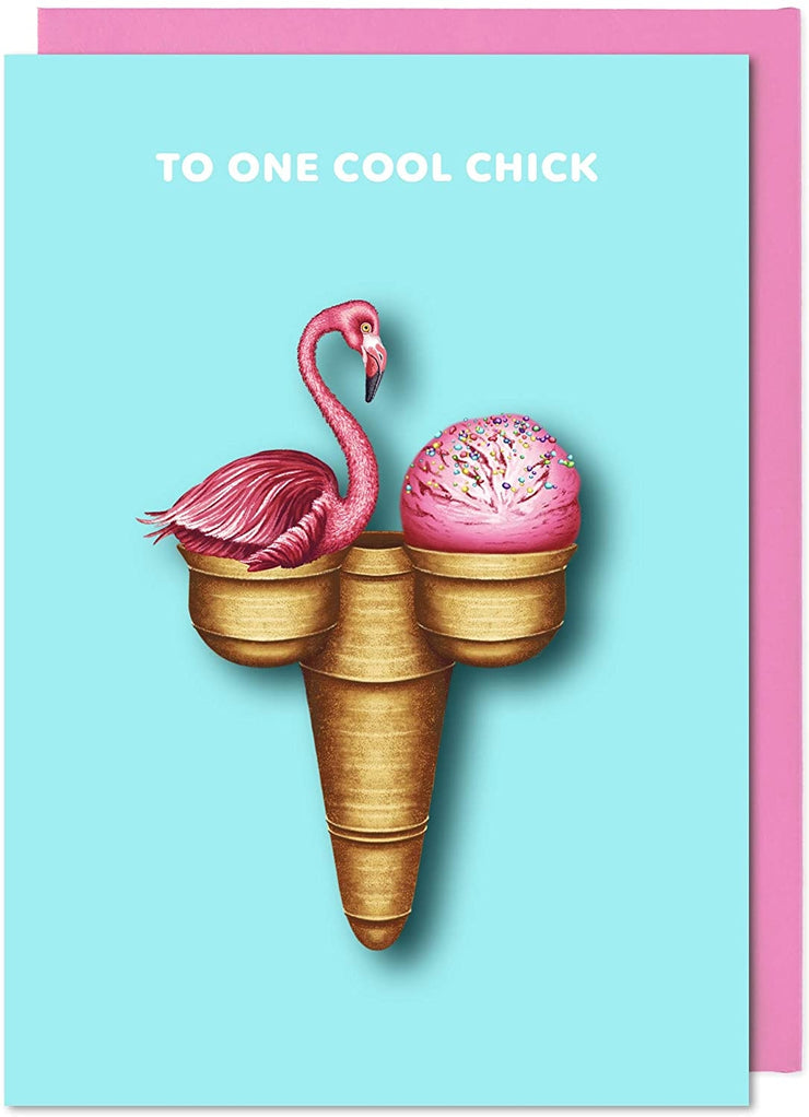 Flamingo Ice Cream Greeting Card