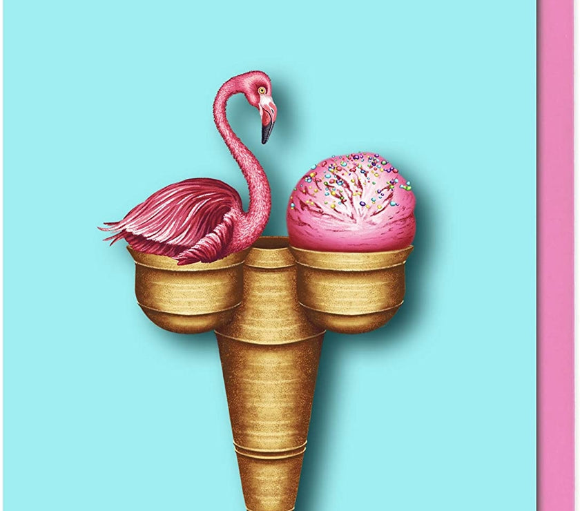 Flamingo Ice Cream Greeting Card