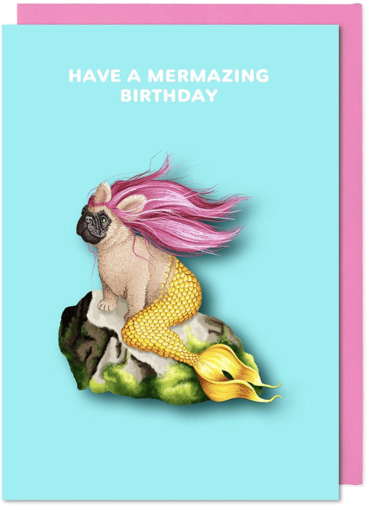 Frenchie Mermazing Birthday Card