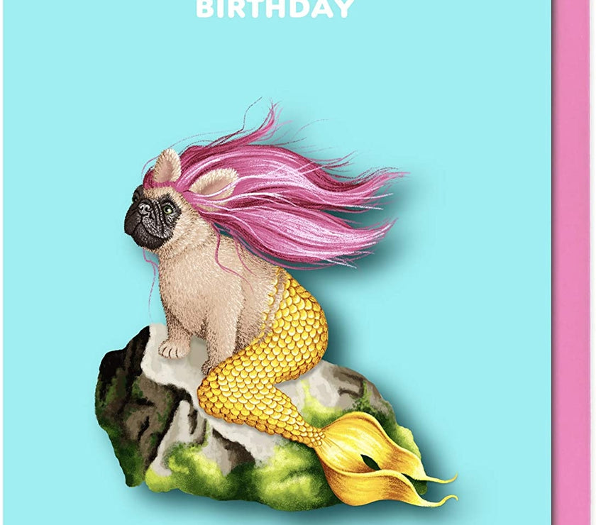 Frenchie Mermazing Birthday Card