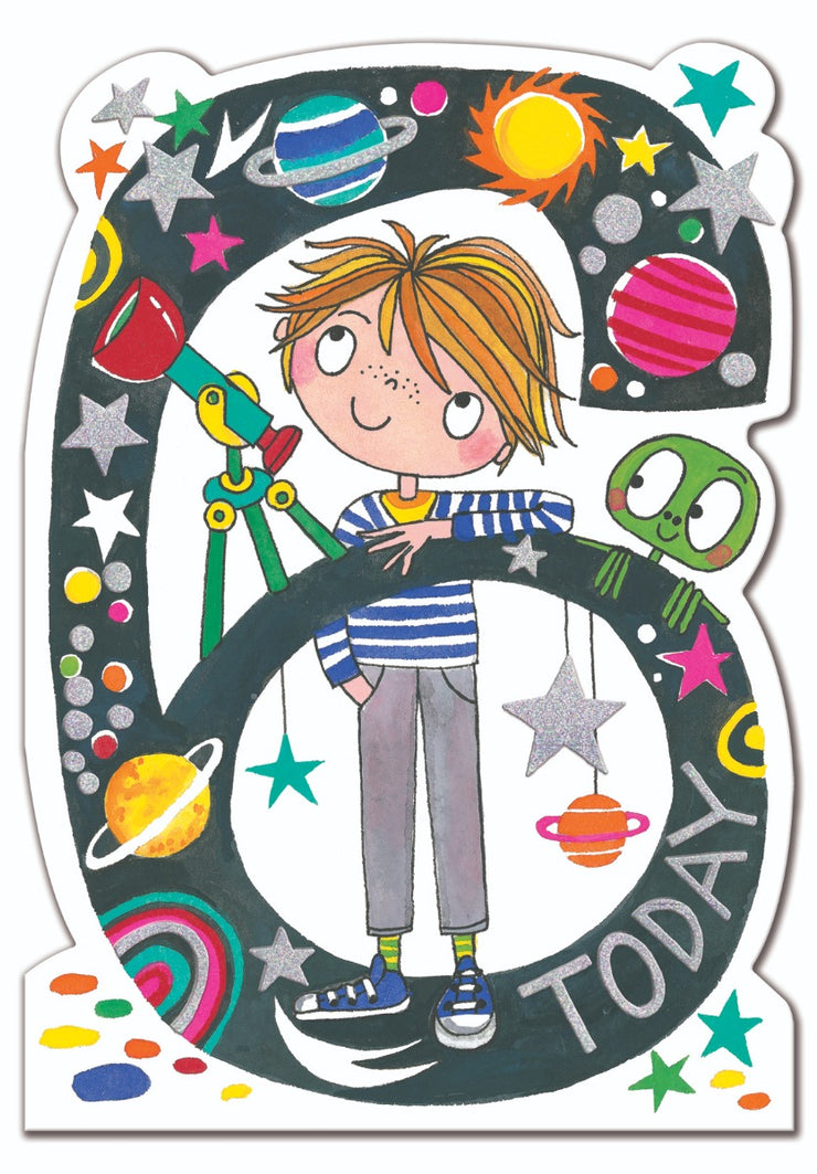 Space Age 6 Birthday Card