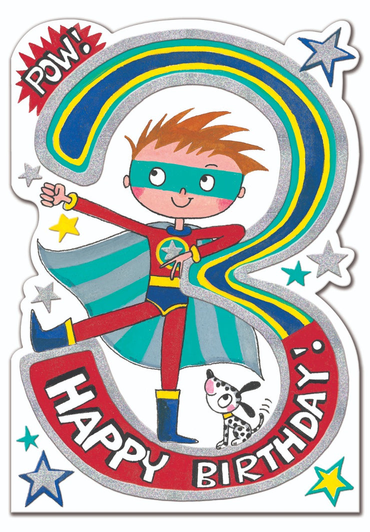 Super Hero Age 3 Birthday Card