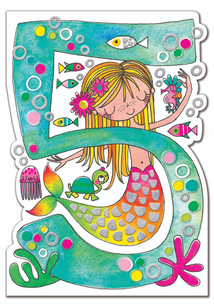 Mermaid Age 5 Birthday Card