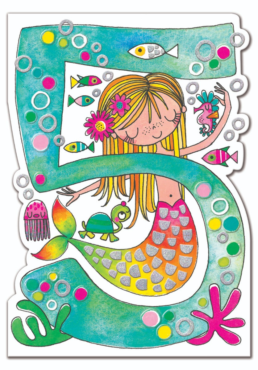 Mermaid Age 5 Birthday Card