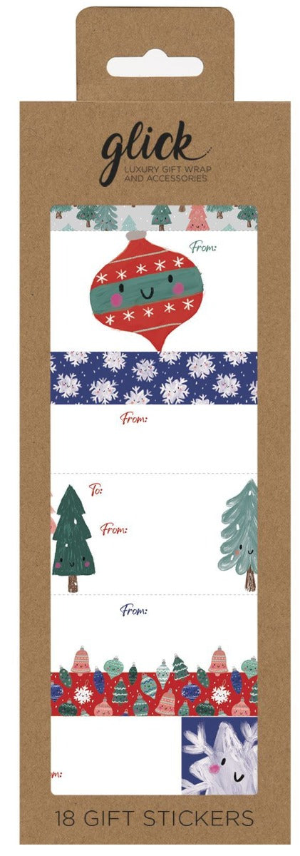 Happy Baubles Stickers Xmas Gift Tags