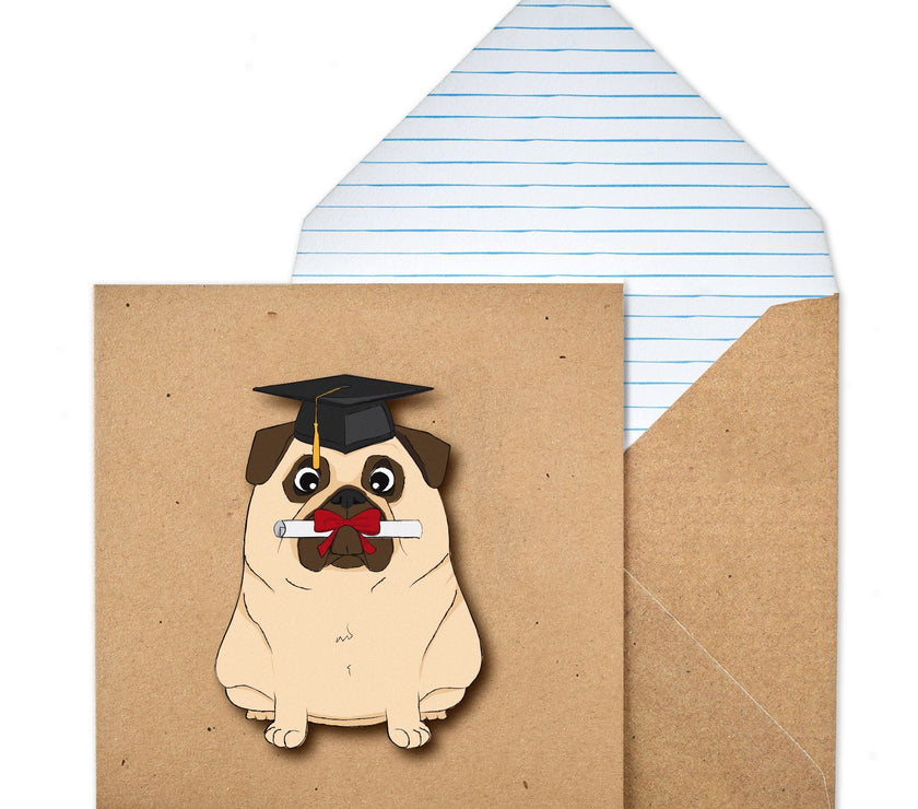 Pug Graduation Card