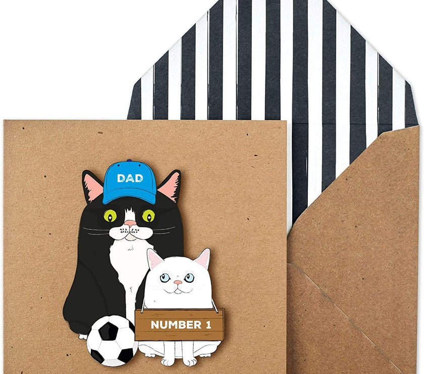 Football Cat Dad number 1 Greetings Card