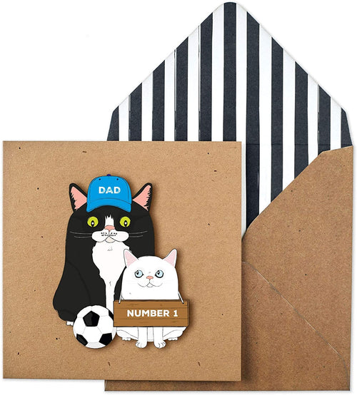 Football Cat Dad number 1 Greetings Card