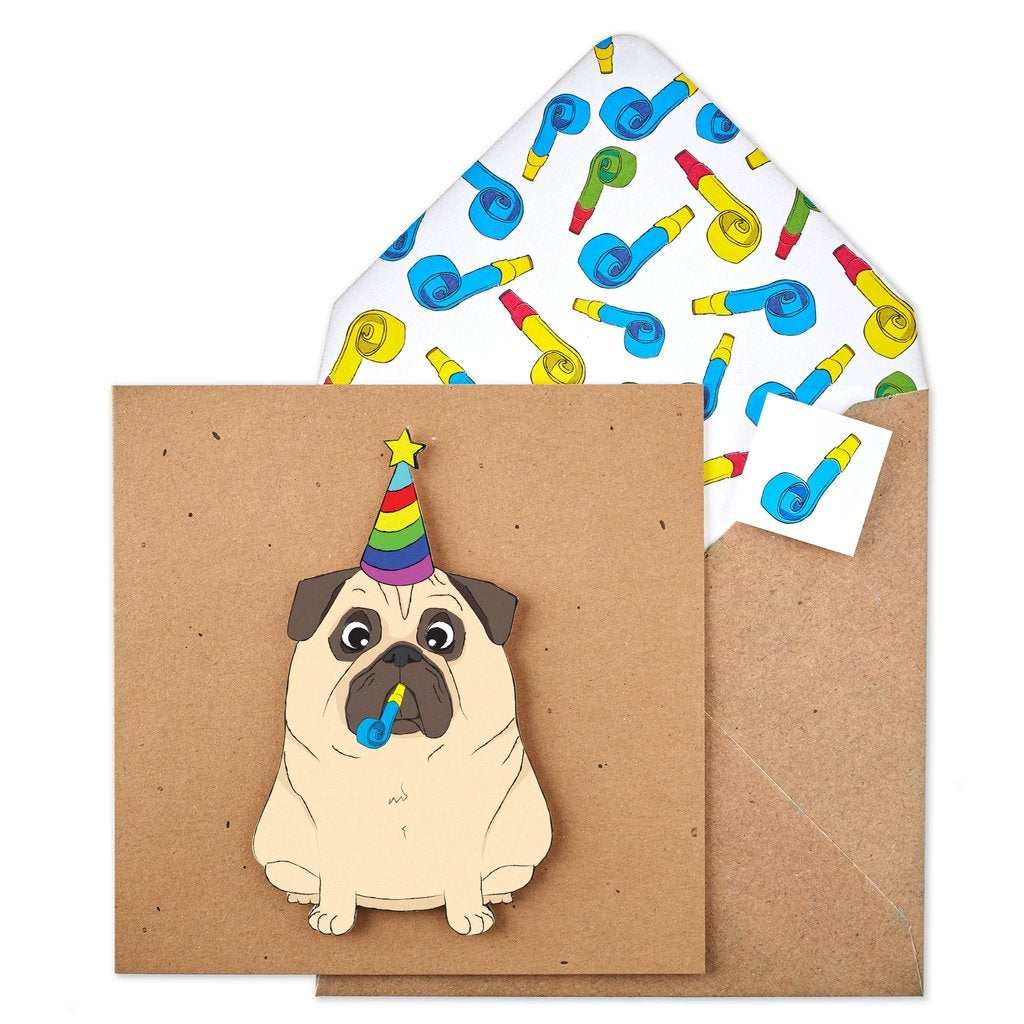 Party Hat Pug Birthday Card