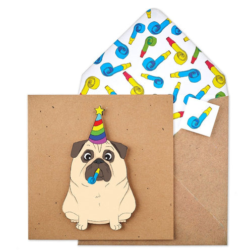Party Hat Pug Birthday Card