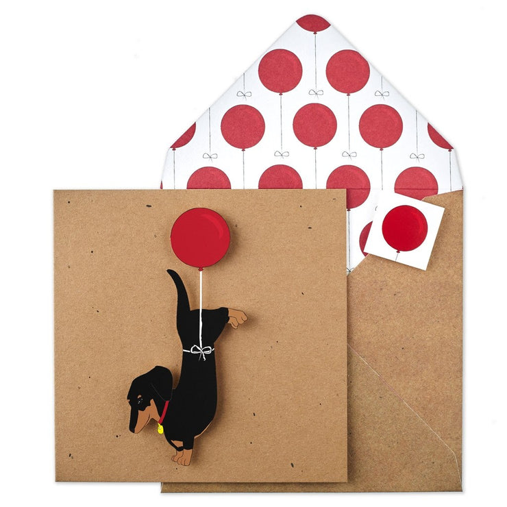 Dachshund with Balloon Birthday Card