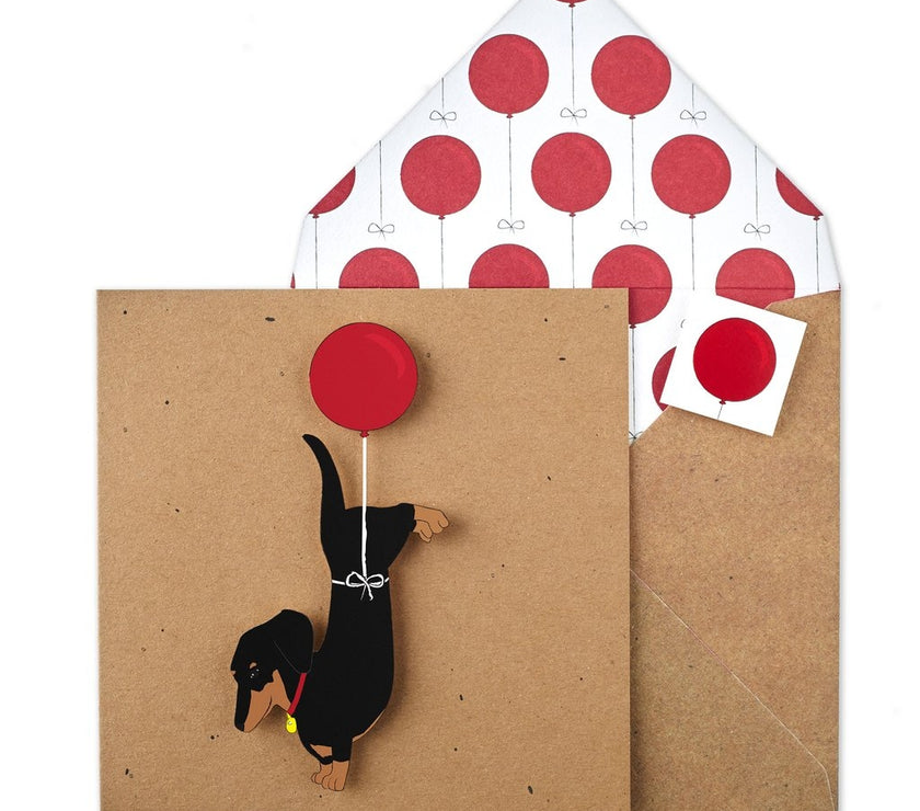 Dachshund with Balloon Birthday Card