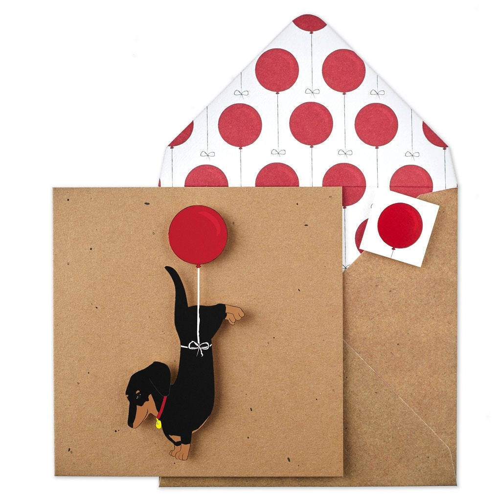 Dachshund with Balloon Birthday Card