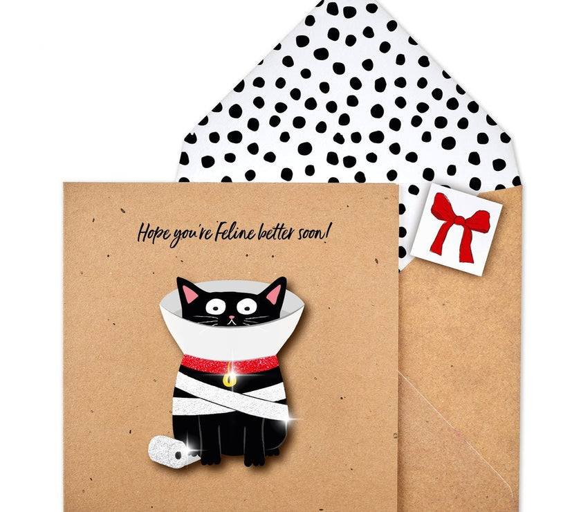 Black Cat Get Well Soon Card
