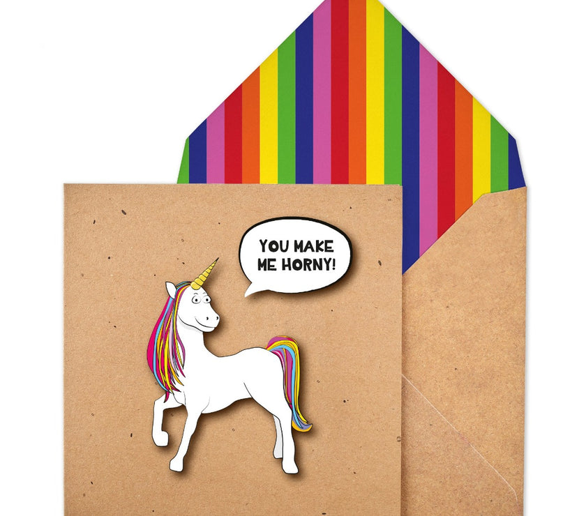 Horny Unicorn Blank Greeting Card