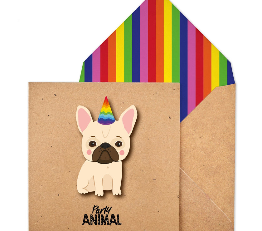 Frenchie Party Animal Birthday Card