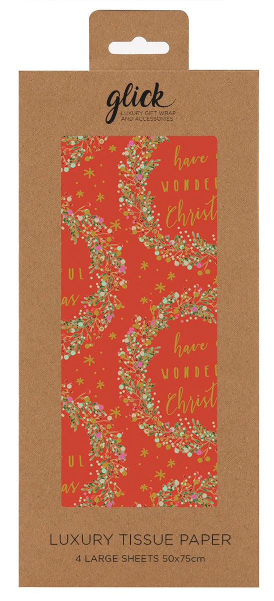 Luxury Red Wreath Christmas Tissue Paper