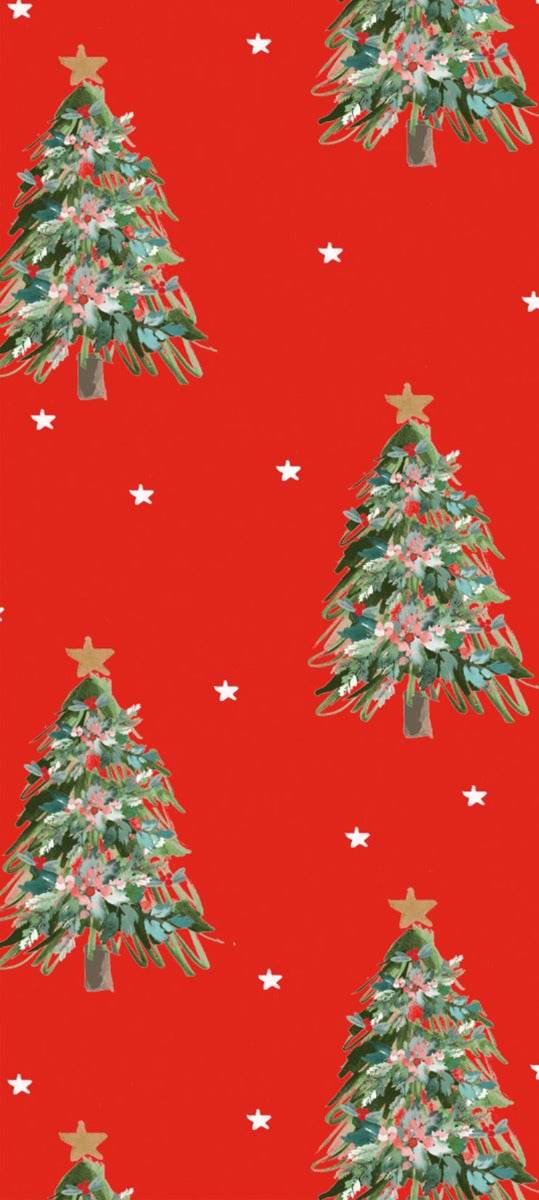 Luxury Festive Trees Red Christmas Tissue Paper - House of Cards
