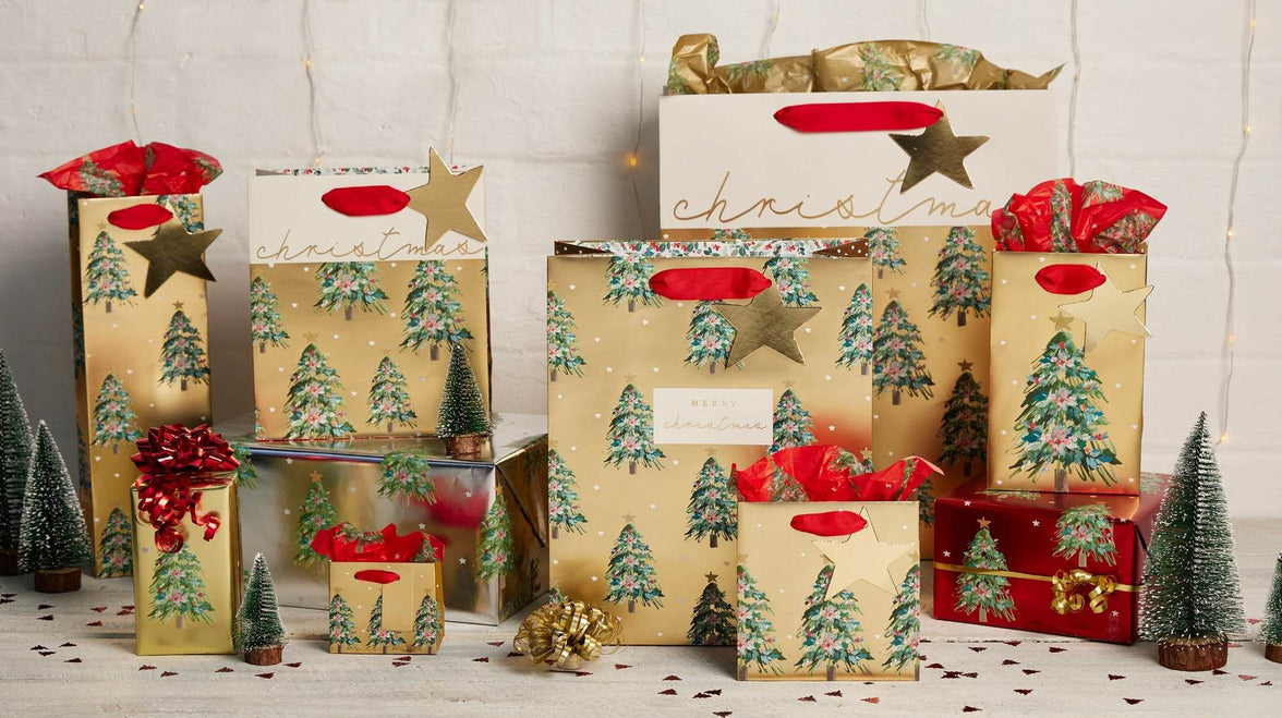 Luxury Festive Trees Red Christmas Tissue Paper - House of Cards