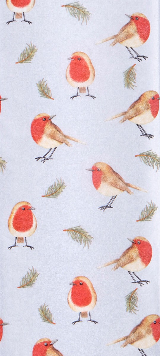 Luxury Robins Silver Xmas Tissue Paper