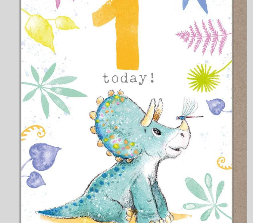 1st Birthday Card Triceratops Dinosaur - House of Cards