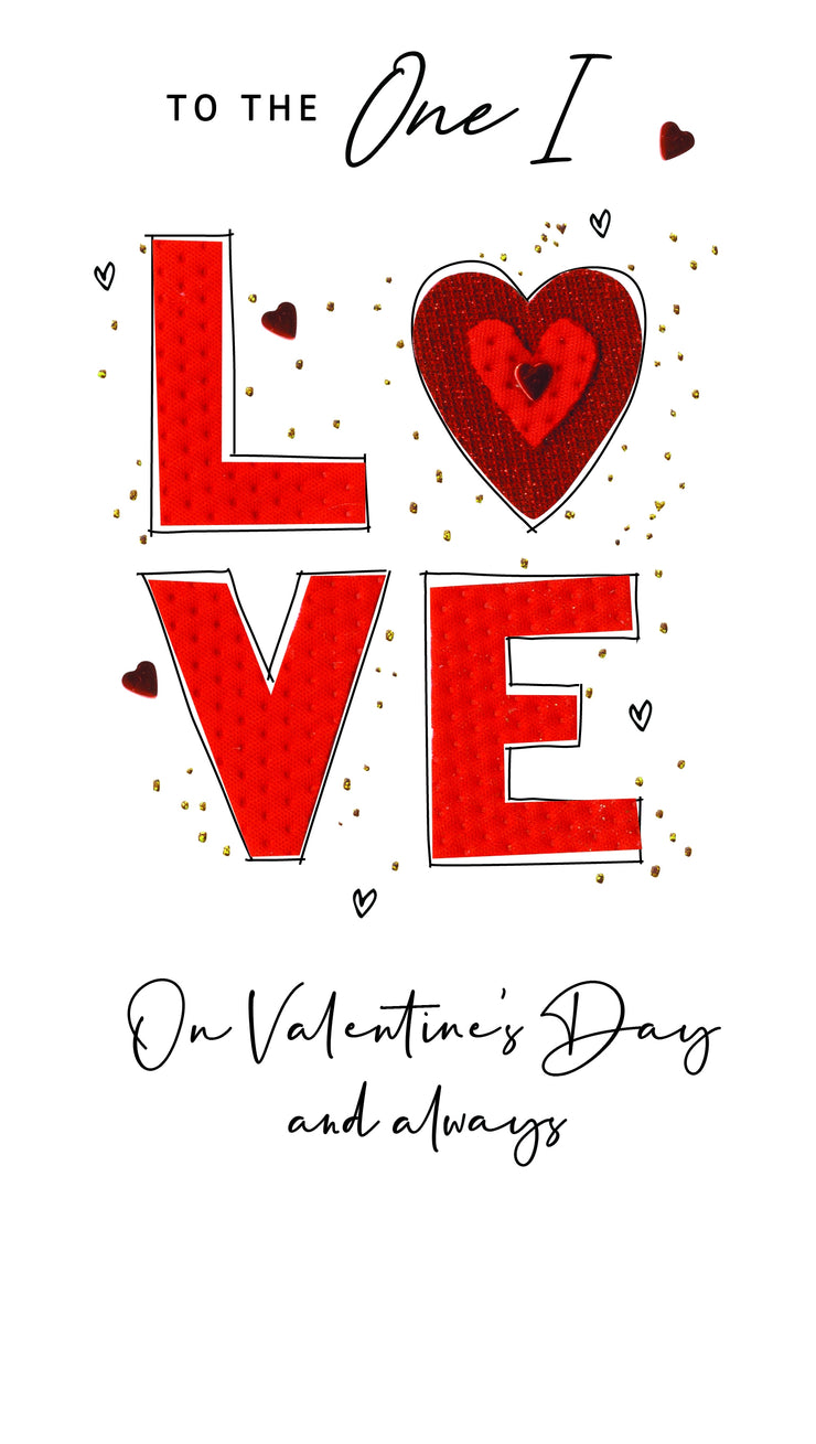 Fabric Heart One I Love Valentine Card