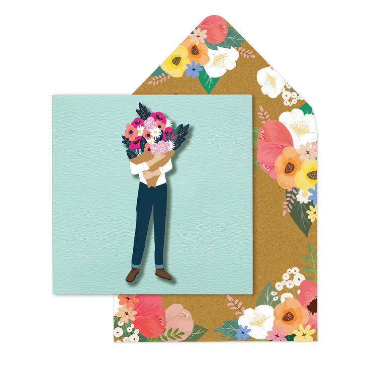 Man With Flowers Blank Card