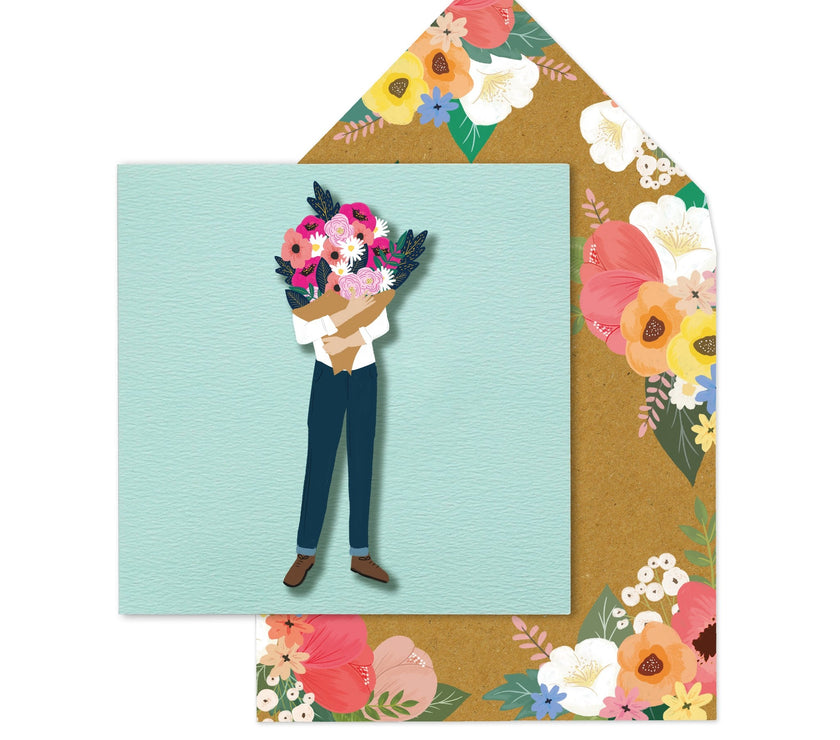 Man With Flowers Blank Card