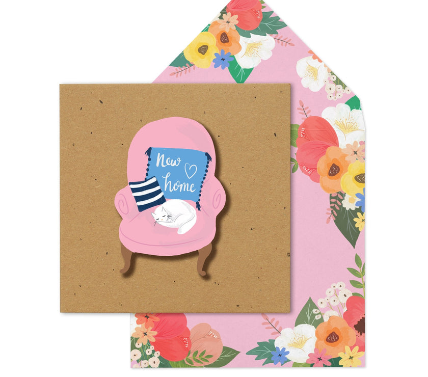 Cat in Armchair New Home Card