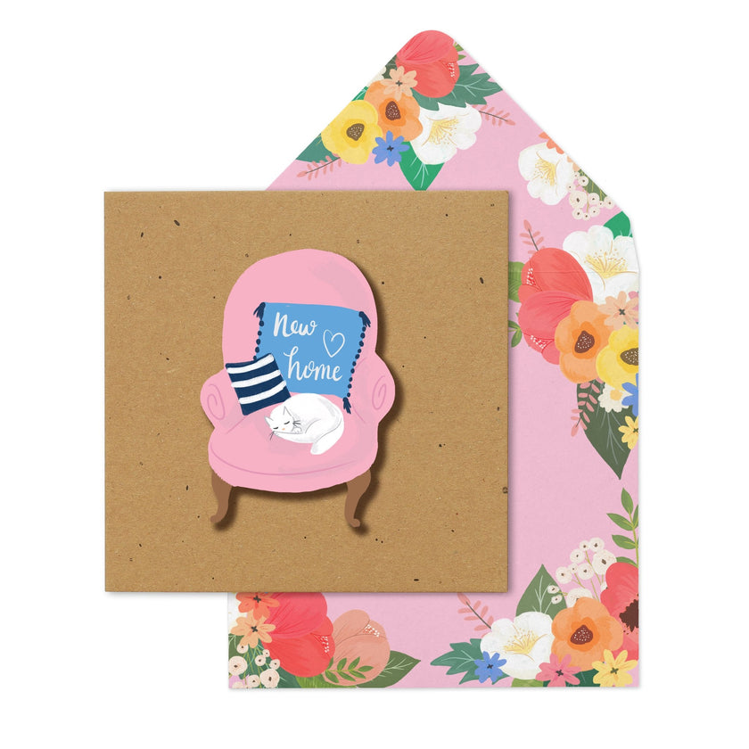 Cat in Armchair New Home Card