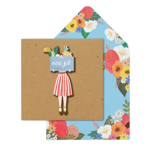 Vintage Girl New Job Card