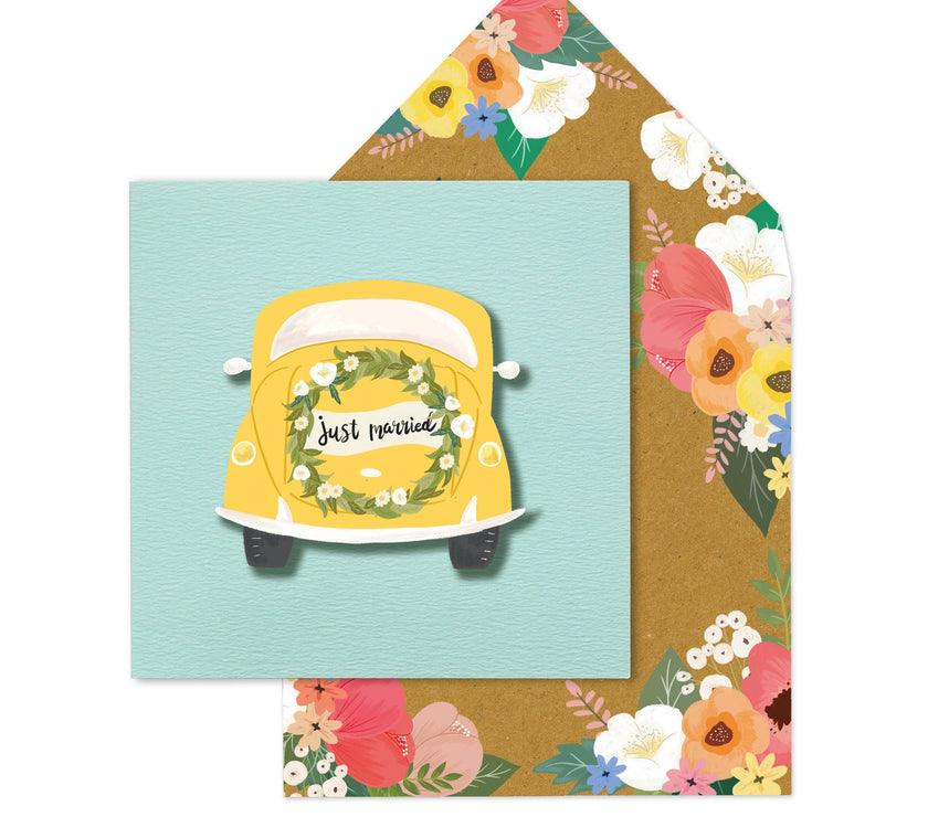 Just Married Car Wedding Card