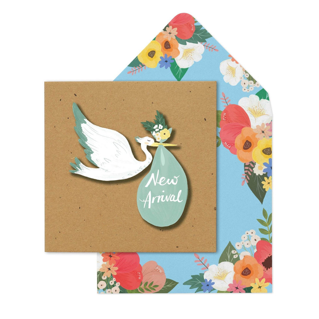 Blue Stork New Baby Card - House of Cards