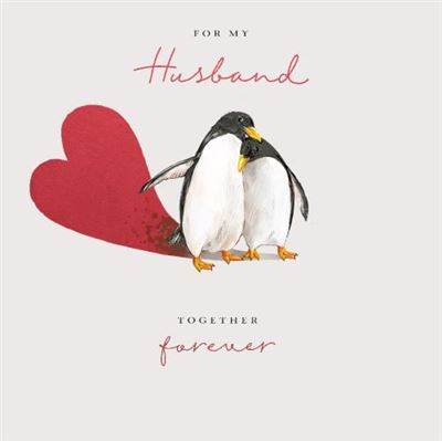 Husband Together Forever Penguin Valentines Card - House of Cards