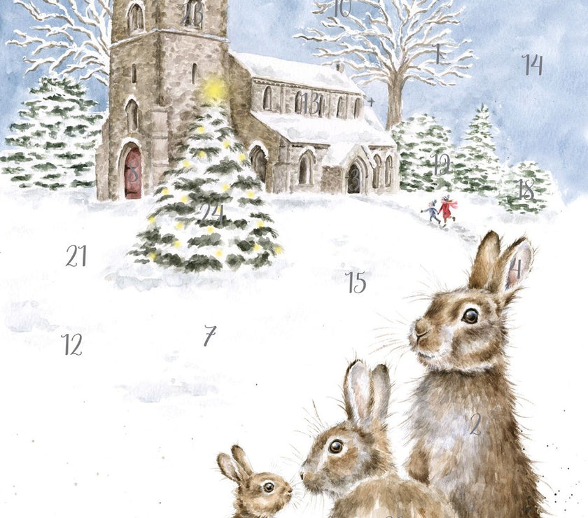 Hares in Church Yard A4 Advent Calendar