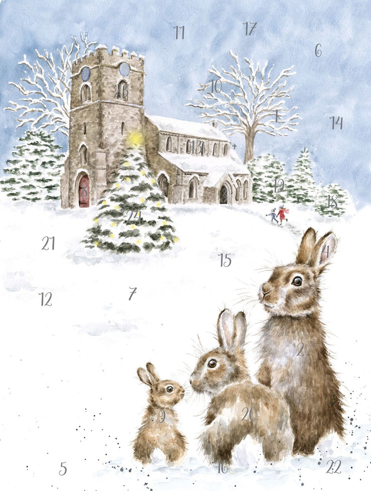Hares in Church Yard A4 Advent Calendar