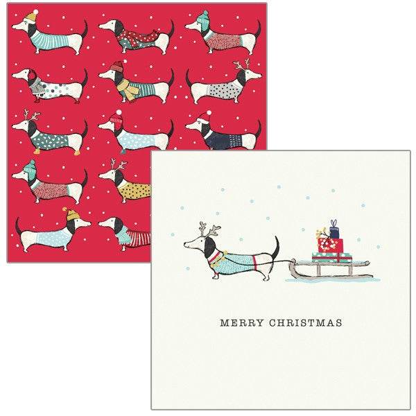 10 Dachshund Merry Christmas Cards Wallet - House of Cards