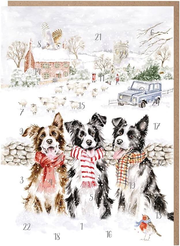 Dogs in Scarves Advent Calendar Card