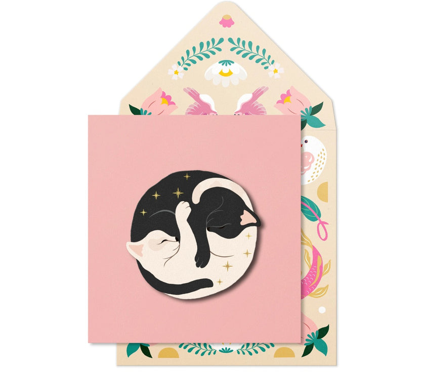 Wild Moon Cats Greeting Card