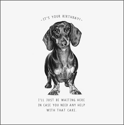 Dachshund Waiting Cake Birthday Card