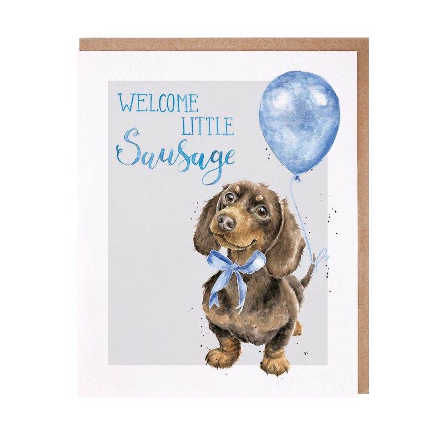 Baby Boy - Dachshund with Blue Balloon - House of Cards