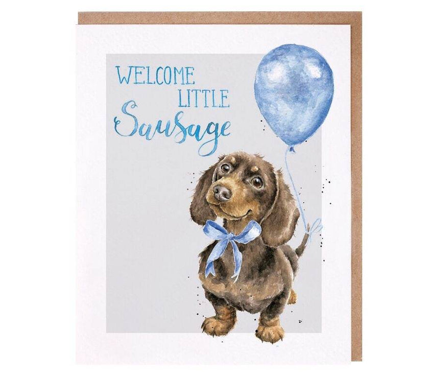 Baby Boy - Dachshund with Blue Balloon - House of Cards