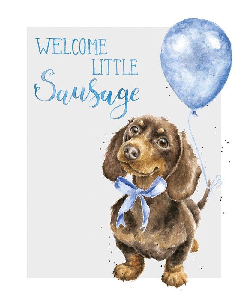 Baby Boy - Dachshund with Blue Balloon - House of Cards