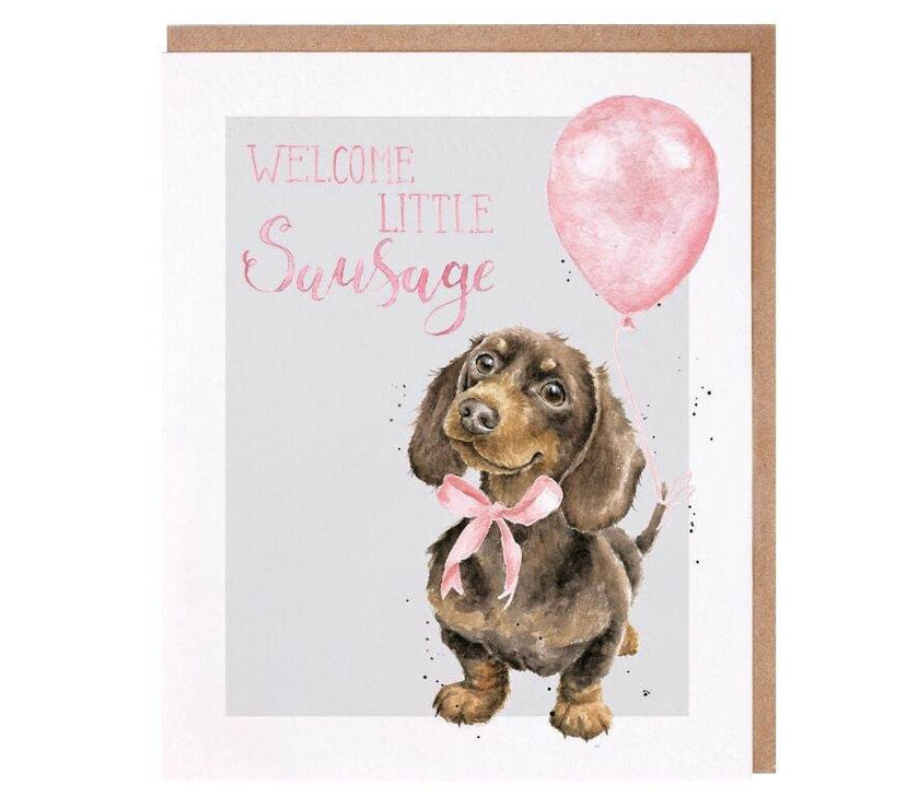 Baby Girl - Dachshund with Pink Balloon - House of Cards
