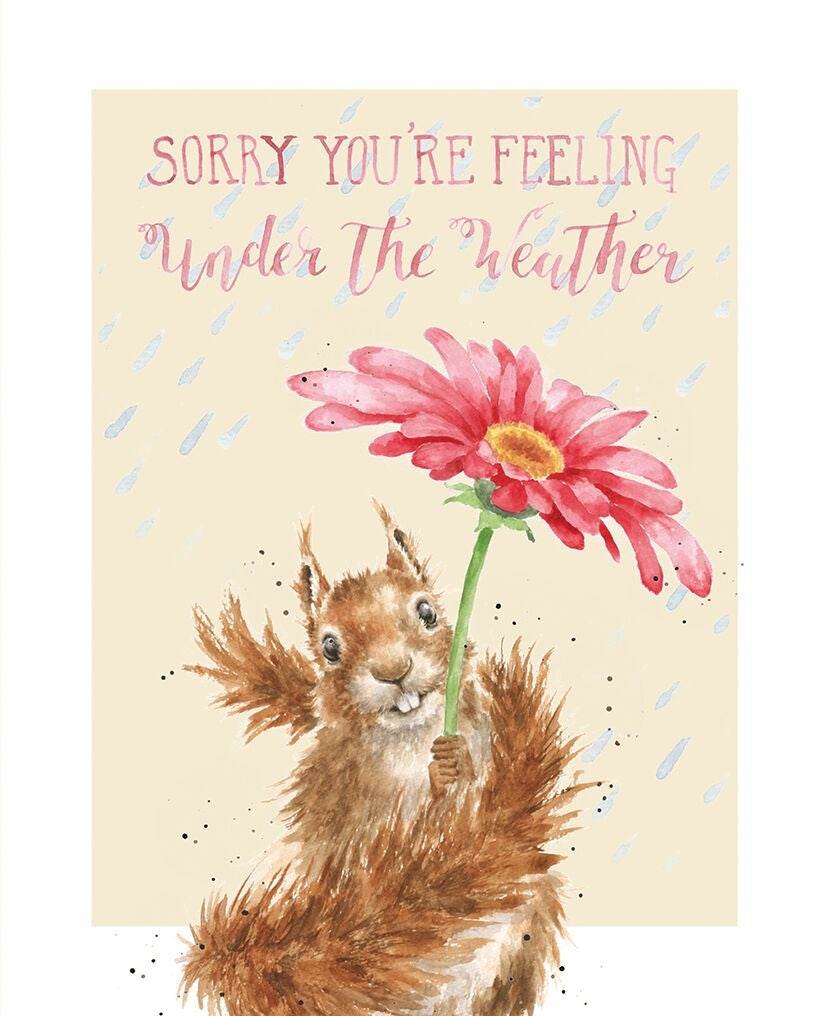 Greeting Card - Red Squirrel Flower Umbrella - House of Cards