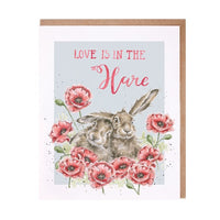 Hares and Flowers Greetings Card -  Love is in the Hare
